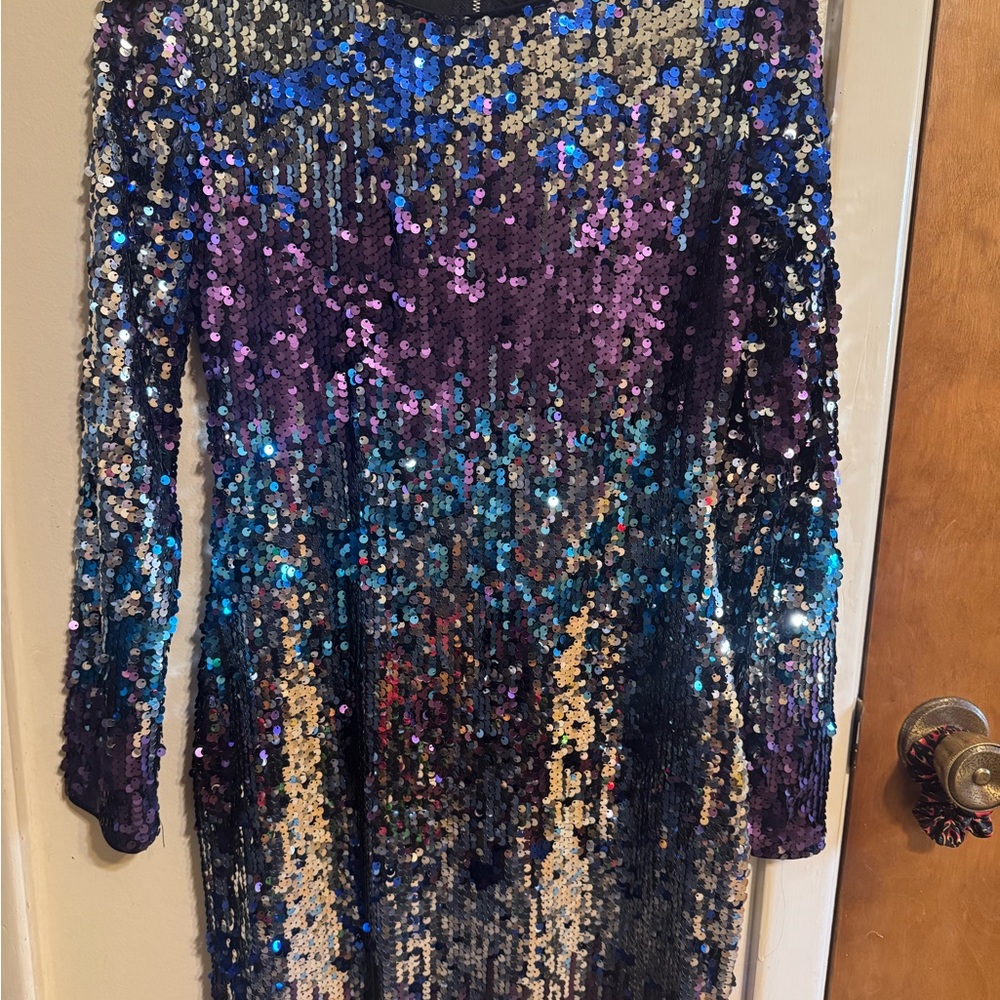 Sequin Ombre Long Sleeve Party Dress